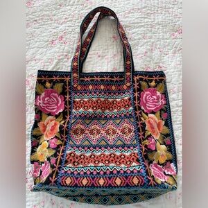 Johnny Was Multicolor Embroidered Tote EUC